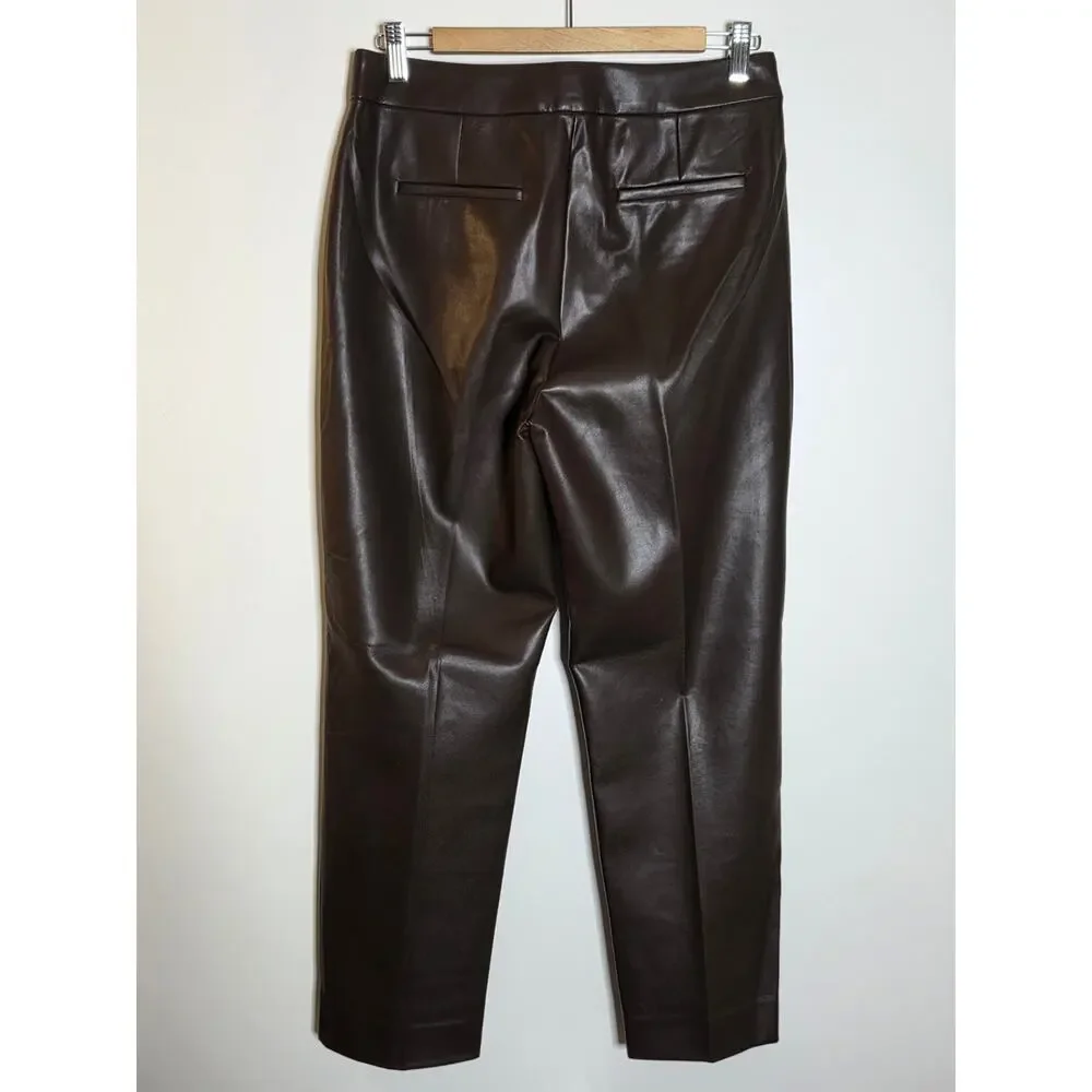 J Crew Kate straight-leg pant in faux leather‎ Women’s Brown Macchiato Size 6